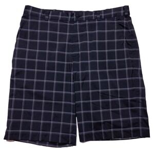 NIKE GOLF Performance Shorts Black Gray Plaid ~ Size 36